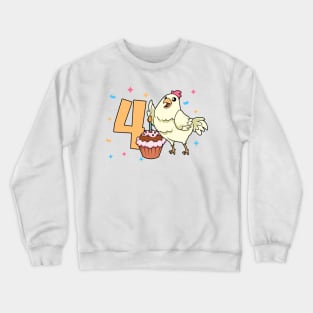 I am 4 with chicken - kids birthday 4 years old Crewneck Sweatshirt